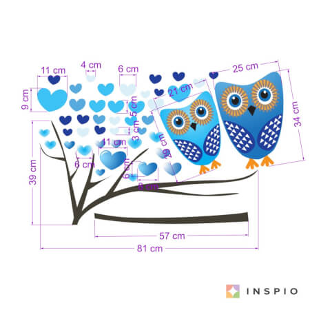 Tree branch with owls, sticker