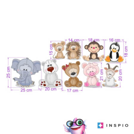 Cartoon dier kinderkamer decoratie stickers - Muursticker diertjes 