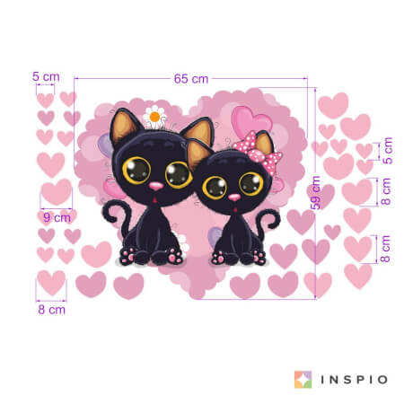Wall stickers - Kittens in a heart