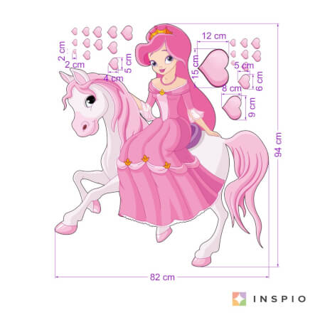 Samolepky na zeď pro holčičky - Princezna na bílém koni