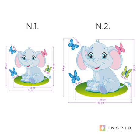 Wall stickers - Elephant and butterflies