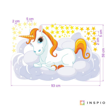 Autoadesivo infantile Unicorno nelle nuvole