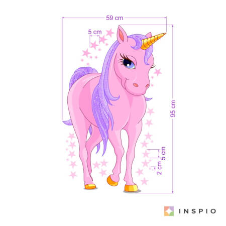 Pegatina autoadhesiva de niña: unicornio rosa