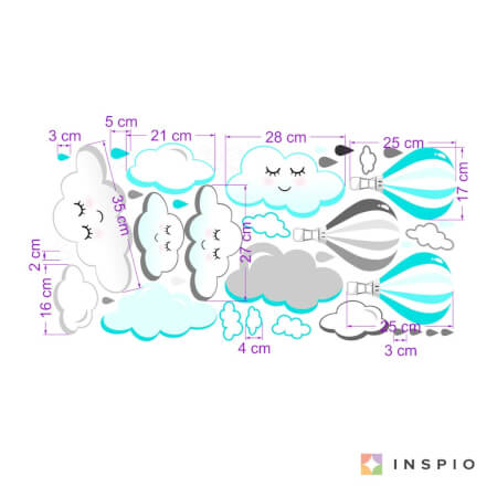 Wall sticker - Sleepy clouds in turquoise