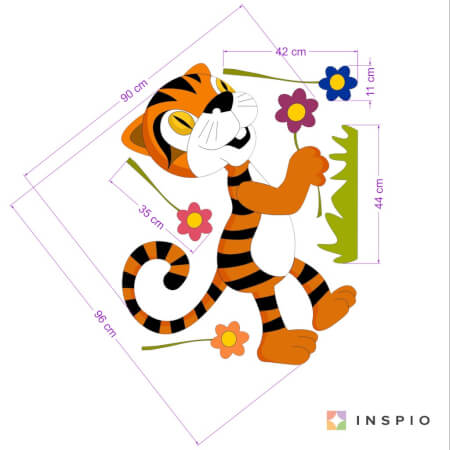 Nálepka na stenu - Kvety a tiger