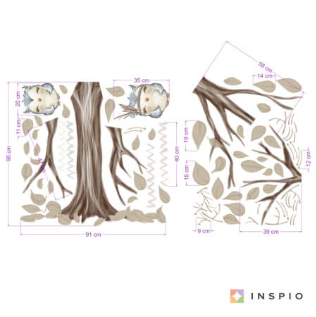 Baum-Sticker in natürlichen Farben