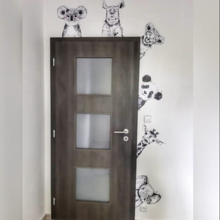 Stickers contour de portes et meubles - Animaux en noir et blanc