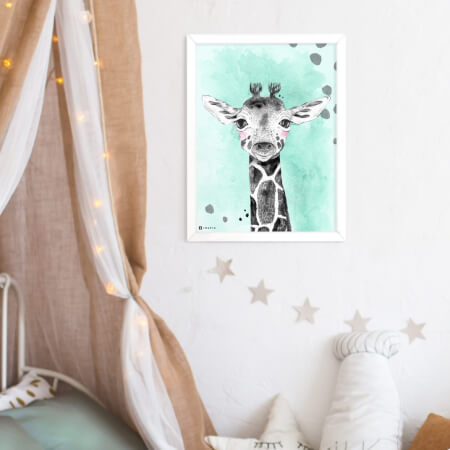 Kleurrijke Giraf schilderij - Decoraties voor uw kinderkamer