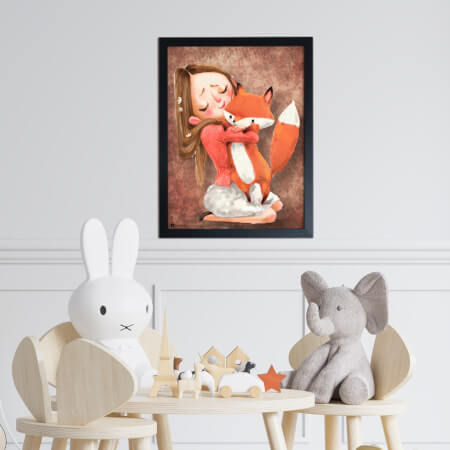 Tableau mural pour filles - Fille avec un renard