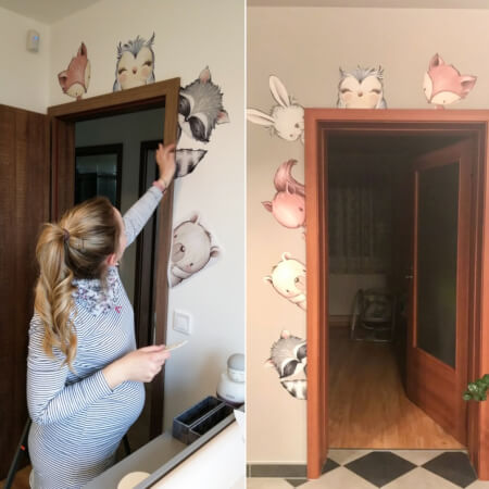 Eläimet lastenhuoneeseen – oven ympärille liimattavat tarrat
