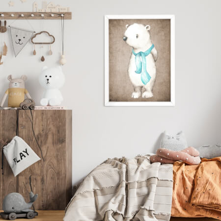 Cuadro para la pared de la habitación de los niños - Oso polar