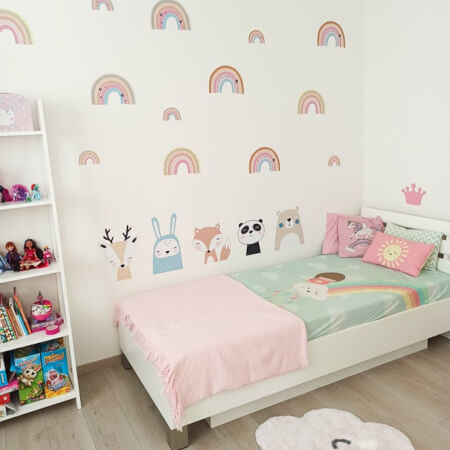 Rainbows in pastel colours, wall stickers PINK