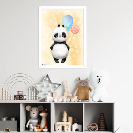 Wandbild für Babyzimmer mit Panda in Orange