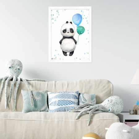 Afbeelding - Panda met ballonnen in de kinderkamer