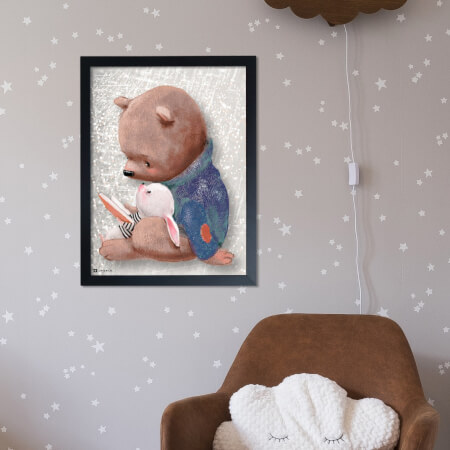 Wandschild für Kinderzimmer Teddybär mit Hase