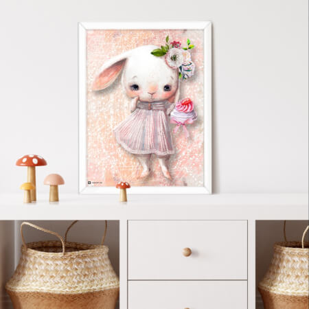 Bild an der Wand im Kinderzimmer - Hase