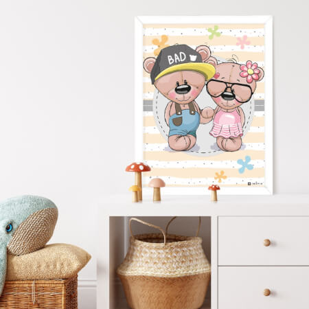 Wandbild für Babyzimmer mit Teddybären
