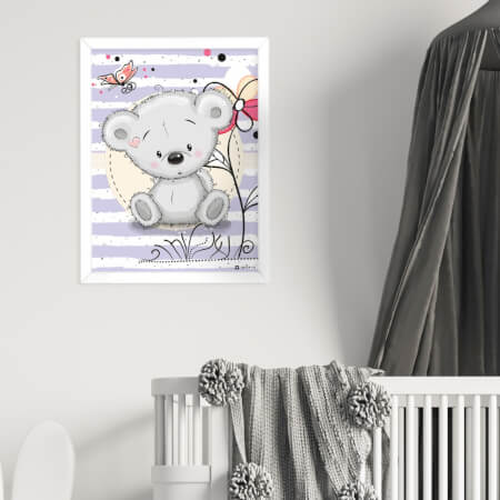 Tafel mit kindermotiv grauer Teddybär
