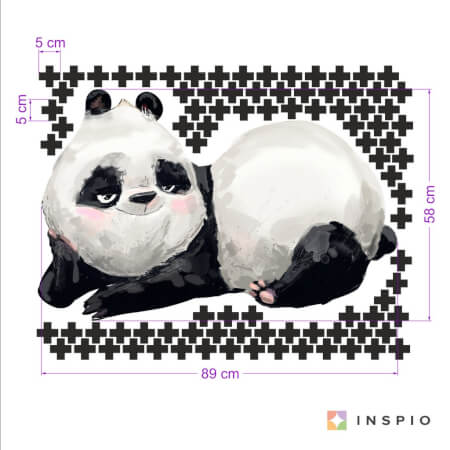 Samolepky do dětského pokoje - Panda s doplňky v skandinávském stylu