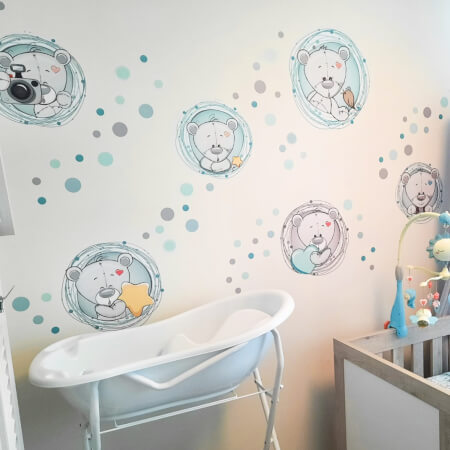 Wall stickers - Teddy bears with child’s name