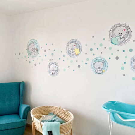 Zelfklevende muurstickers - Beertjes met een naam van een kind