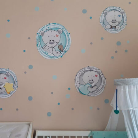 Wall stickers - Teddy bears with child’s name