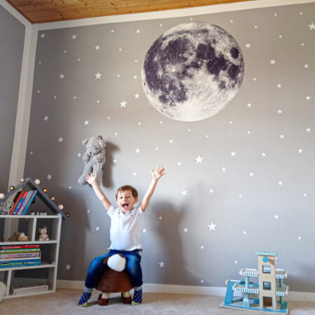 Adhesivos para pared: luna con estrellas