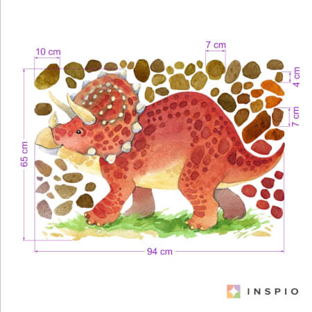 Dětské samolepky na zeď pro kluky - Triceratops
