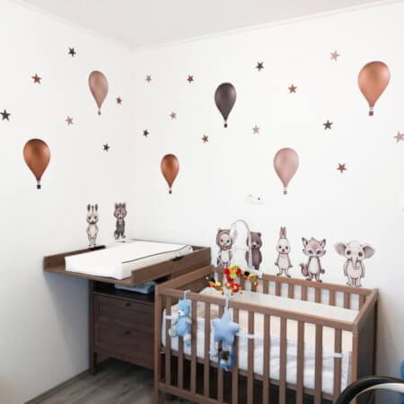 Dětské samolepky na zeď - INSPIO zvířátka s balony