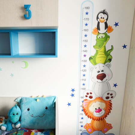 Medidor azul con animales para habitaciones infantiles