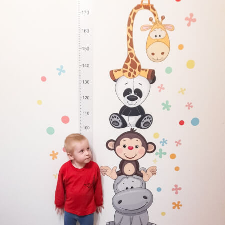 Grey self-adhesive child growth meter for a wall