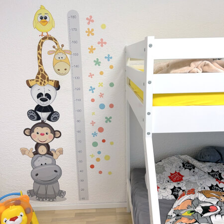 Grey self-adhesive child growth meter for a wall