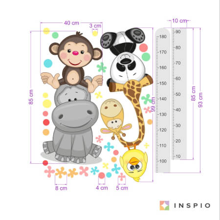 INSPIO klistermärke i form av längdmätare för barnrummet