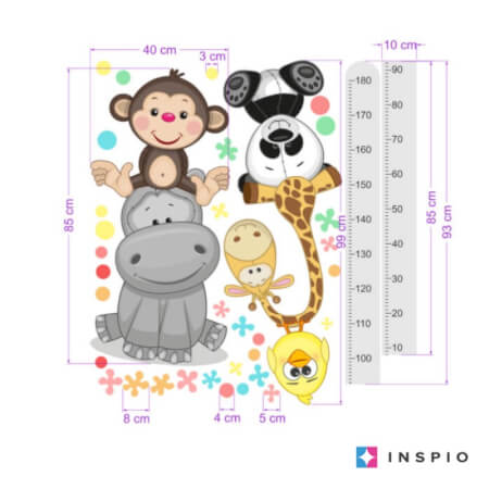 INSPIO uzlīme — bērnu auguma mērītājs bērna guļamistabai