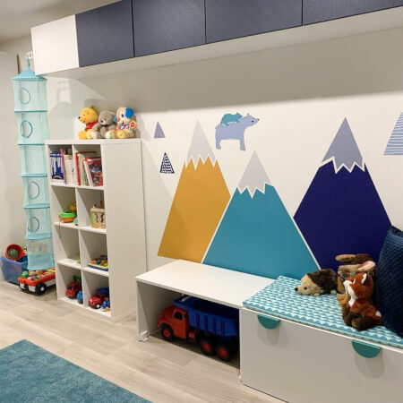 Wandaufkleber Berge für Kinderzimmer in Jungenfarben