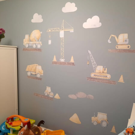 Dětské samolepky na zeď pro kluky - Stavební stroje