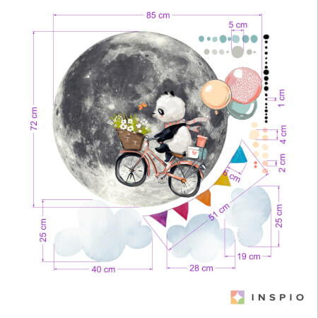 Adhesivo decorativo - Panda y luna