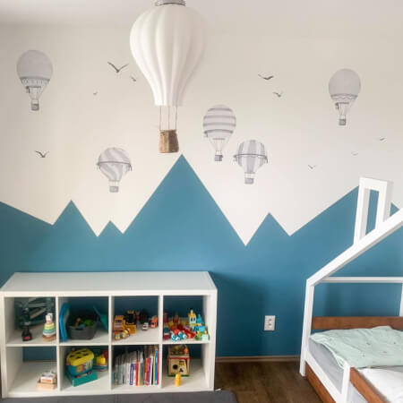 Γκρι αερόστατα - αυτοκόλλητα τοίχου παιδικού δωματίου