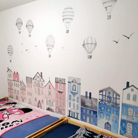 Sivi baloni na vrući zrak - zidne naljepnice za dječju sobu