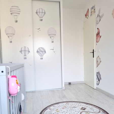 Grey hot-air balloons - kid's room wall decals