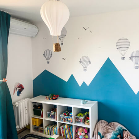 Globos aerostáticos grises: vinilos infantiles para pared