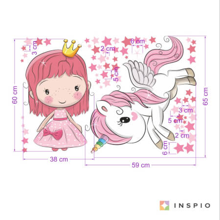 Wall sticker - Princess and a unicorn