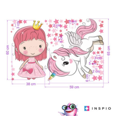 Wall sticker - Princess and a unicorn