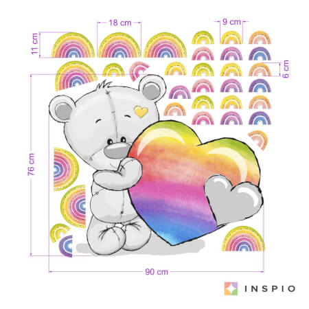 Vrolijke Teddybeer met kleurrijke regenbogen