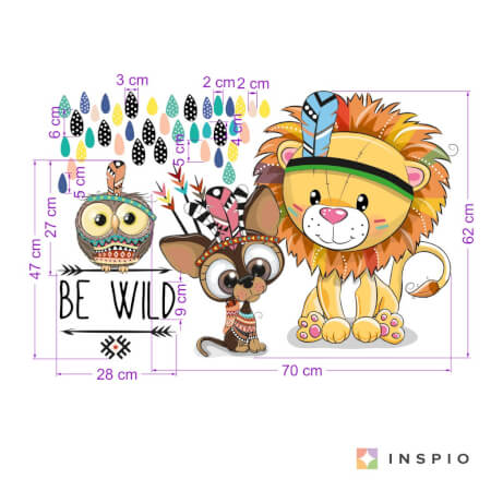Zidna naljepnica - životinje „Be Wild“