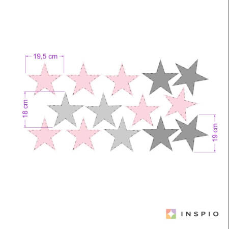 Self-adhesive light pink star wall stickers