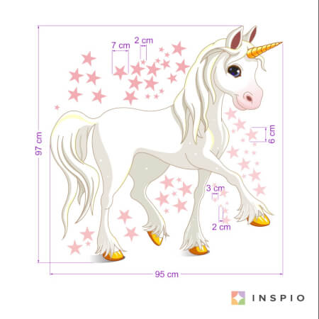 Adhesivo decorativo - Unicornio con estrellas rosas