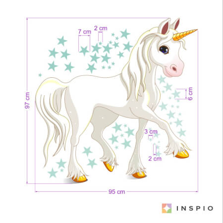 Adhesivo decorativo - Unicornio con estrellas de menta