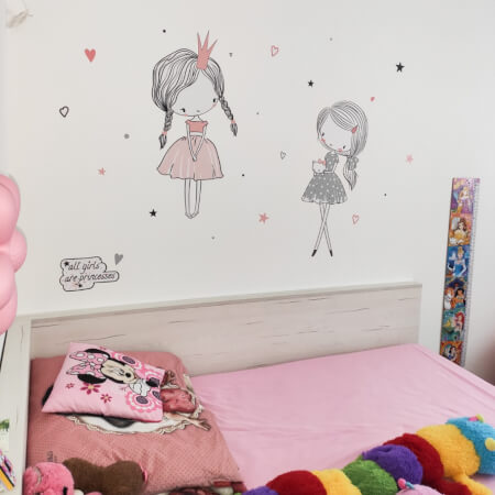 Dětské samolepky na zeď - Víly v šedo-růžové barvě