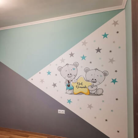 Teddybär-Wandtattoos in Türkis mit eigenem Namen